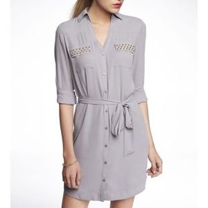 Express Gray Portofino Shirt Dress with Studs